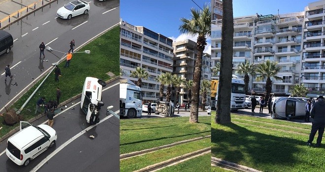 Boş yolda kaza yaptılar...