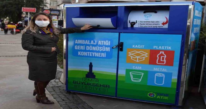 Ambalaj atıkları için geri dönüşüm konteynerleri yerleştiriliyor