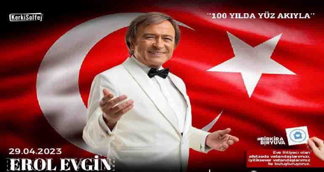 Erol Evgin Bir Kira Bir Yuva dayanışma konseri için sahnede
