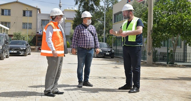 Başkan Utku Gümrükçü’den üst yapı çalışmalarına yerinde inceleme