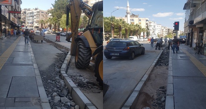Bostanlı'da kaldırımlar genişliyor