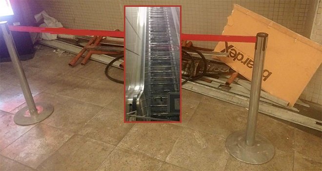 İZBAN Karşıyaka İstasyonunda yürümeyen merdiven çilesi...