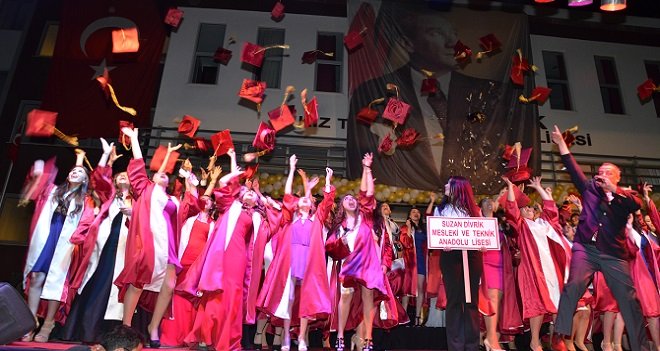 Karşıyaka'da Turizm Öğrencileri keplerini erken fırlattı...