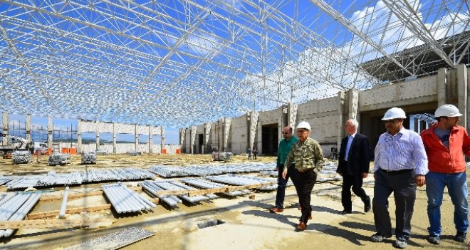 KOCAOĞLU YENİ FUAR ALANI İNŞAATINI DENETLEDİ